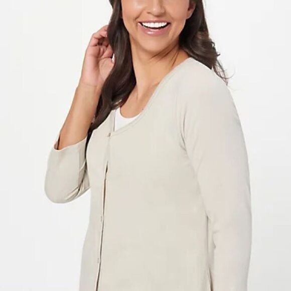 LOGO Principles by Lori Goldstein 3/4 Sleeve Cardigan - Picture 3 of 5